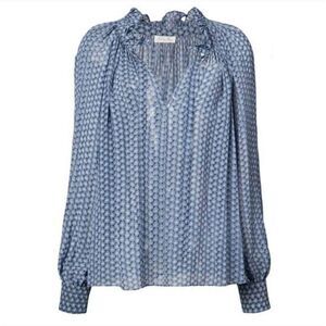 LoveShackFancy Silk Floral Victorian Ruffle Top